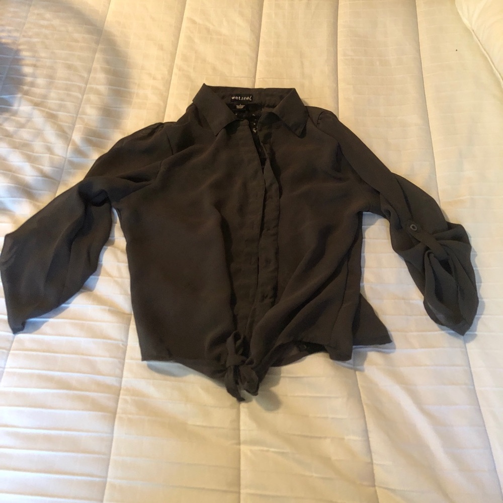 Gray blouse with lace cross